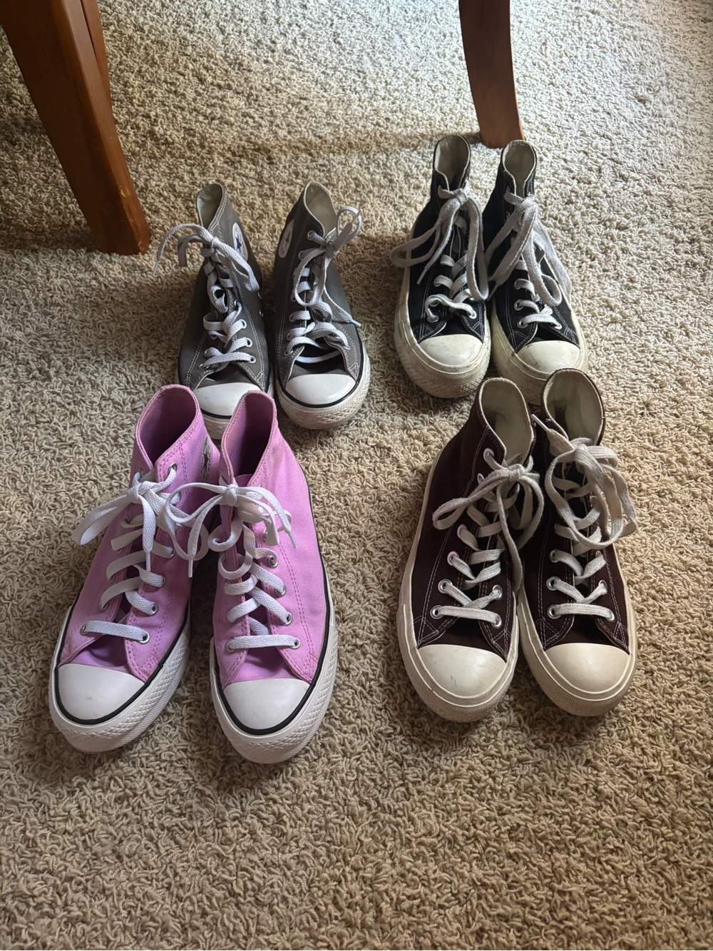 Converse Kids High-Top Sneakers in Pink, Black, and Brown